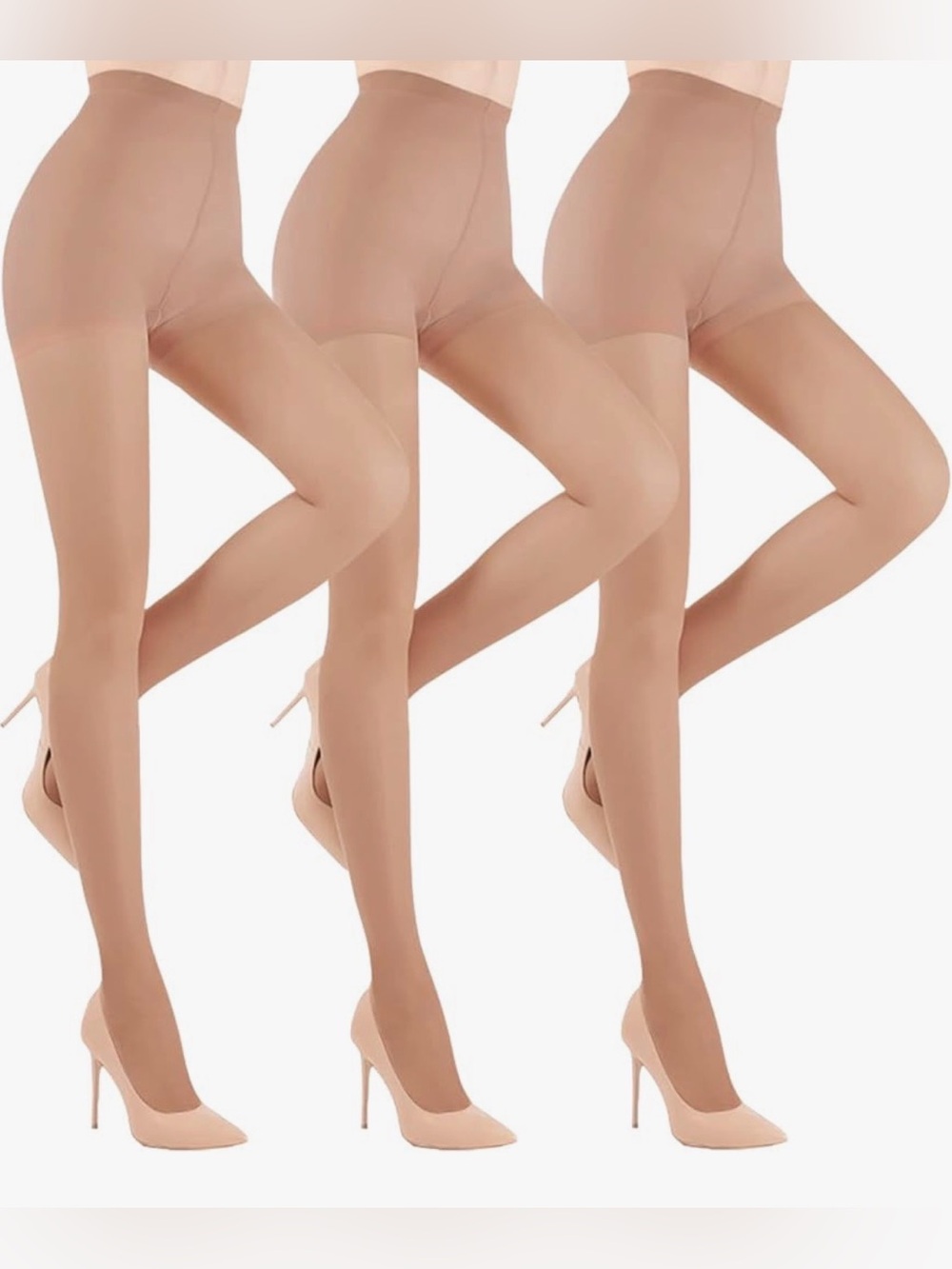 NWT Sheer Nude Women's Control Top Tights - Pack of 3